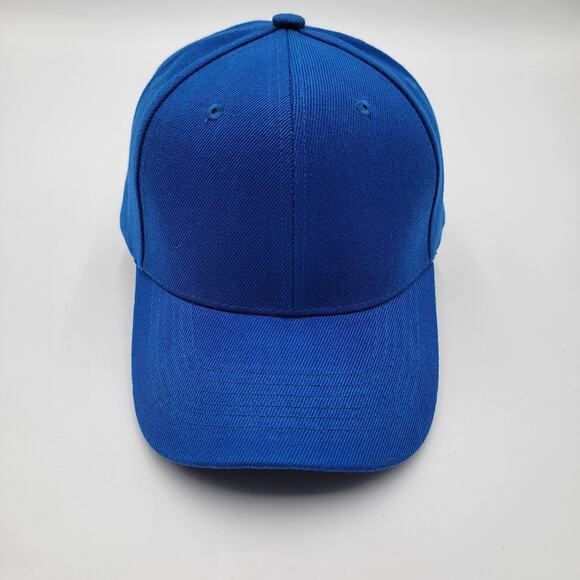 Blue Hat Cap Strap Back Wool Blend Mens Solid Adjustable Classic Plain 6 Panel - Picture 1 of 8